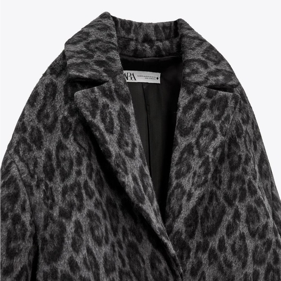 Zara WOOL BLEND PRINTED COAT - Picture 14 of 14